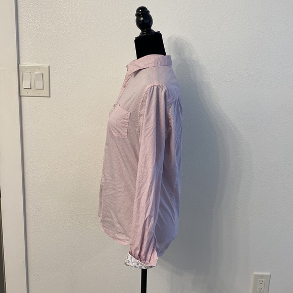 100% Cotton Pink and Navy Micro Dot Diamond Print Long Sleeve Button Down - Picture 3 of 13